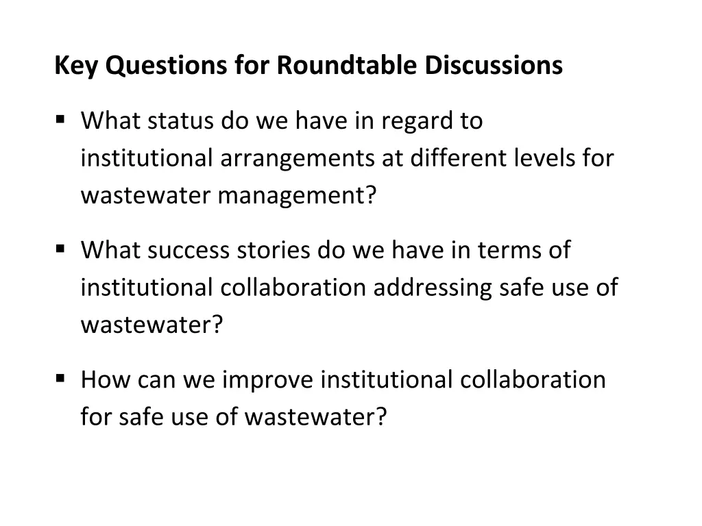 key questions for roundtable discussions