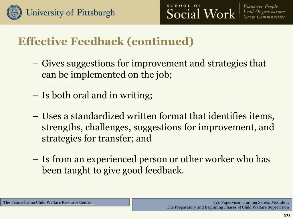 effective feedback continued