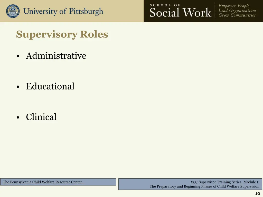 supervisory roles