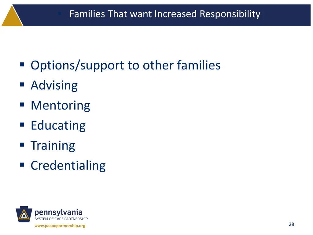 families that want increased responsibility