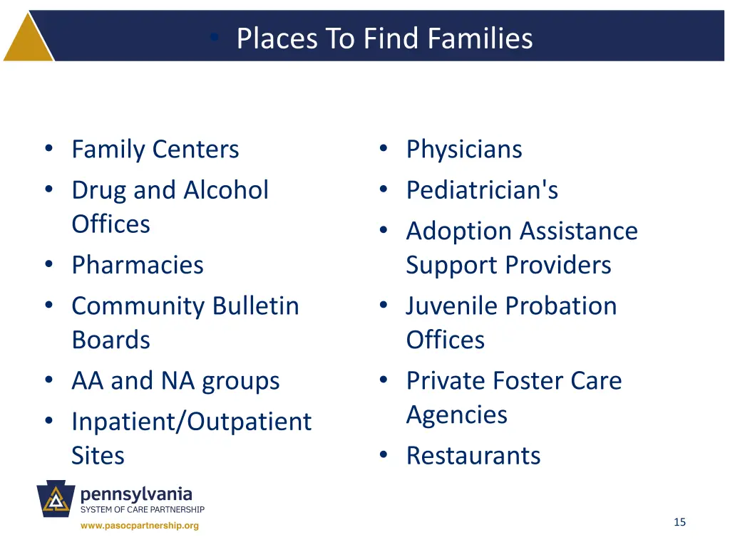 places to find families