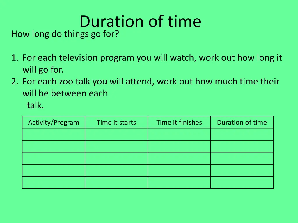 duration of time