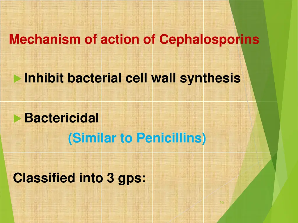 mechanism of action of cephalosporins