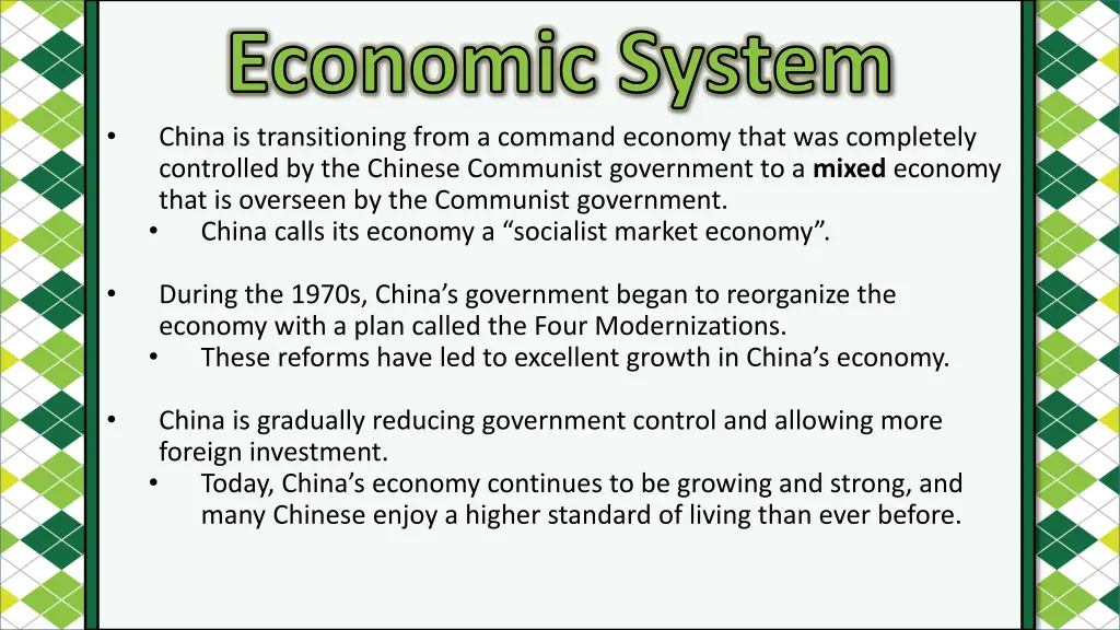 economic system china is transitioning from