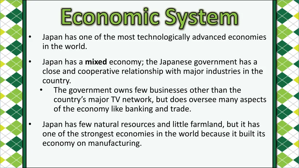 economic system japan has one of the most