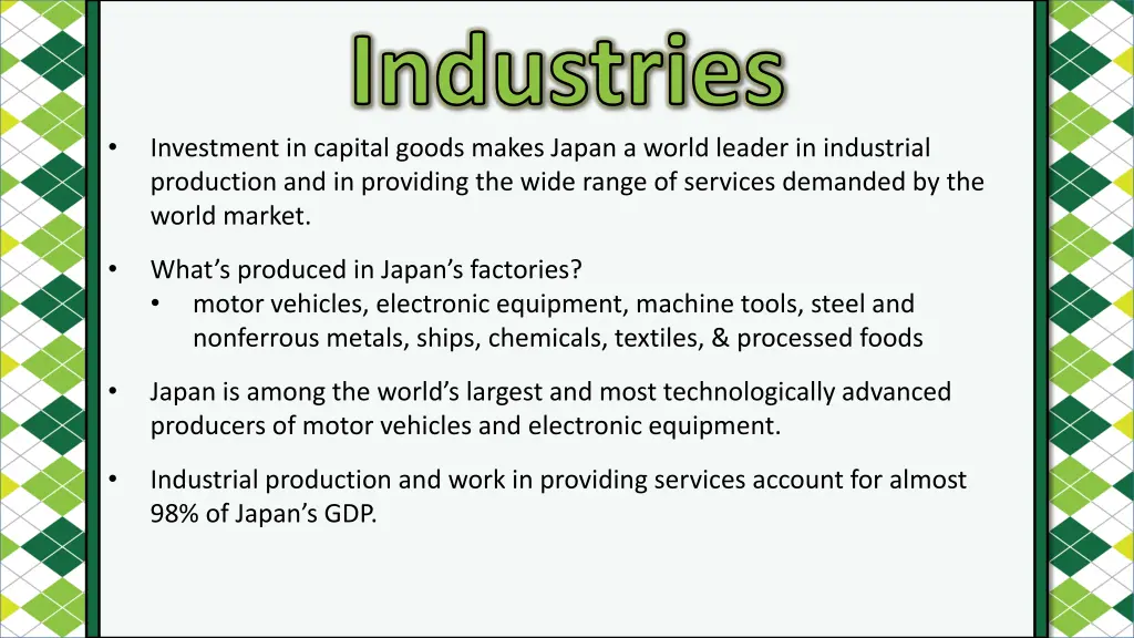 industries investment in capital goods makes