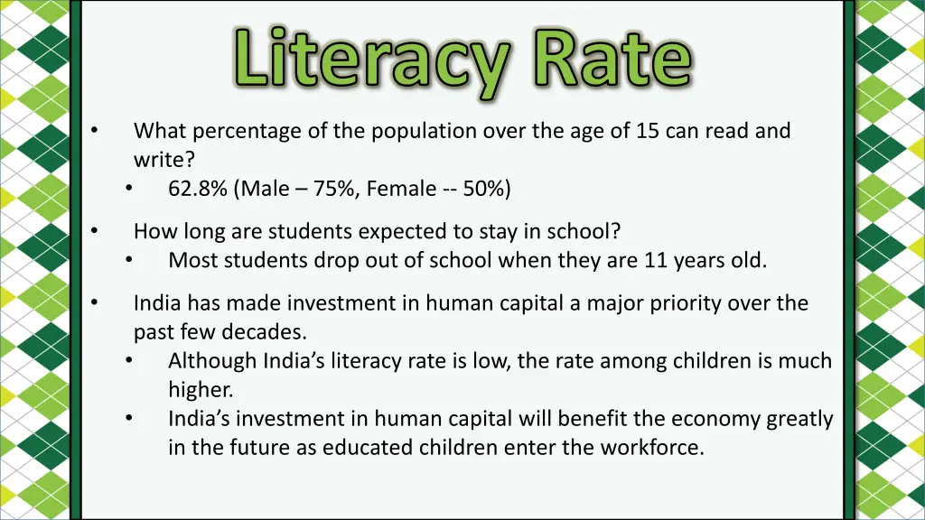 literacy rate
