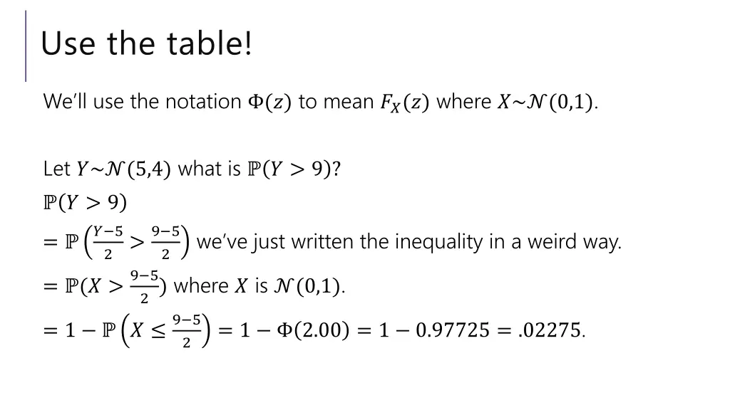 use the table