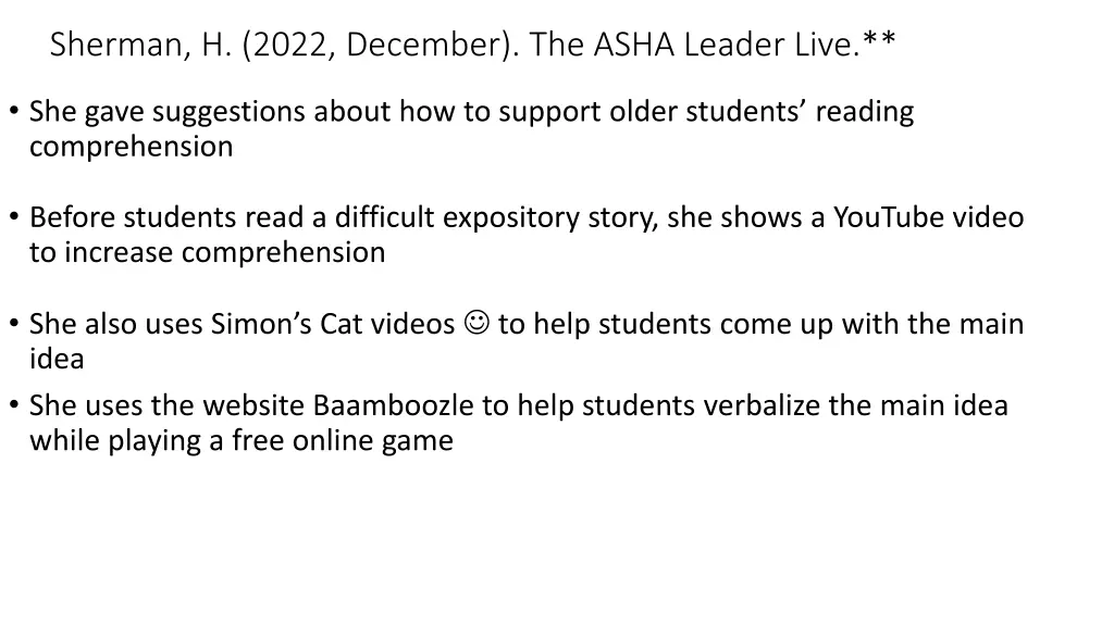 sherman h 2022 december the asha leader live