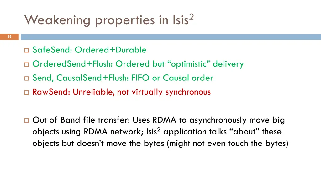 weakening properties in isis 2