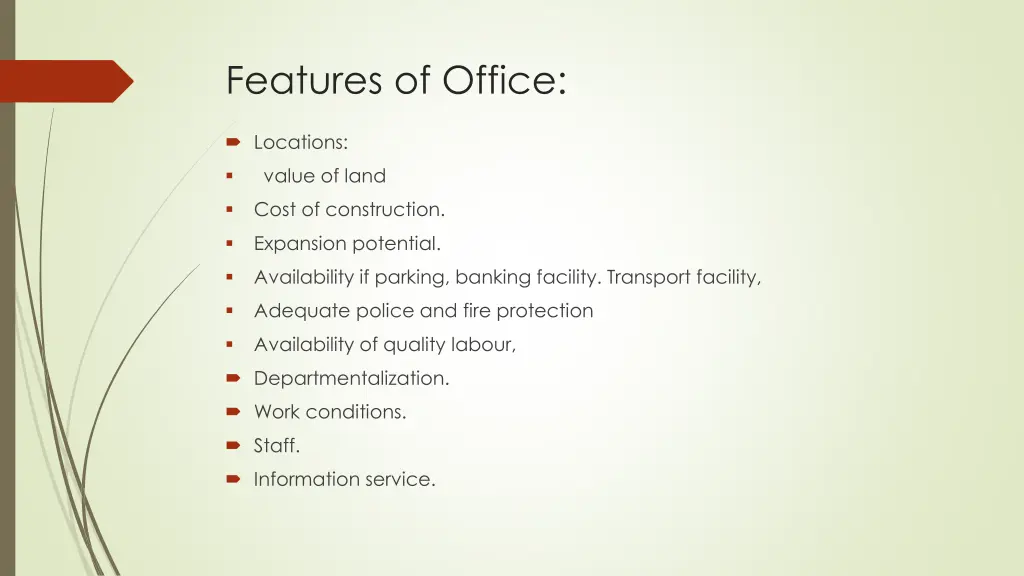 features of office