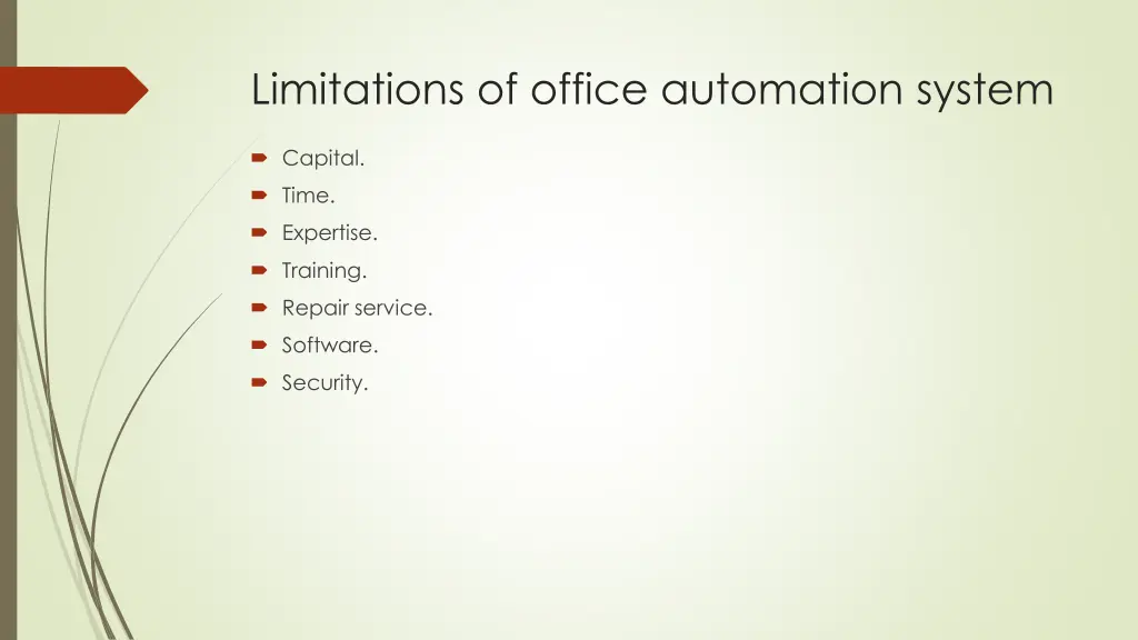 limitations of office automation system