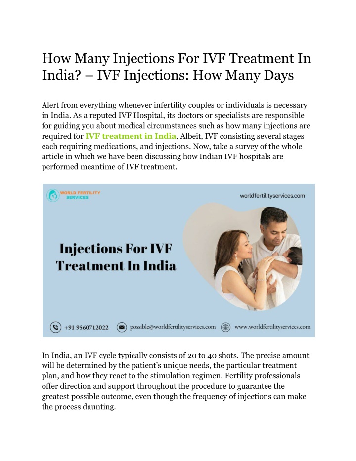 how many injections for ivf treatment in india