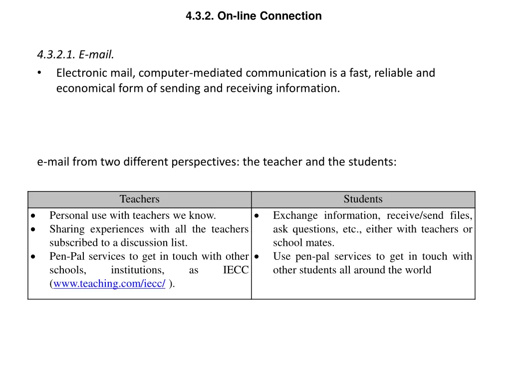 4 3 2 on line connection