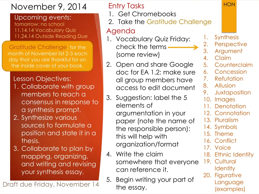 november 9 2014 upcoming events tomorrow