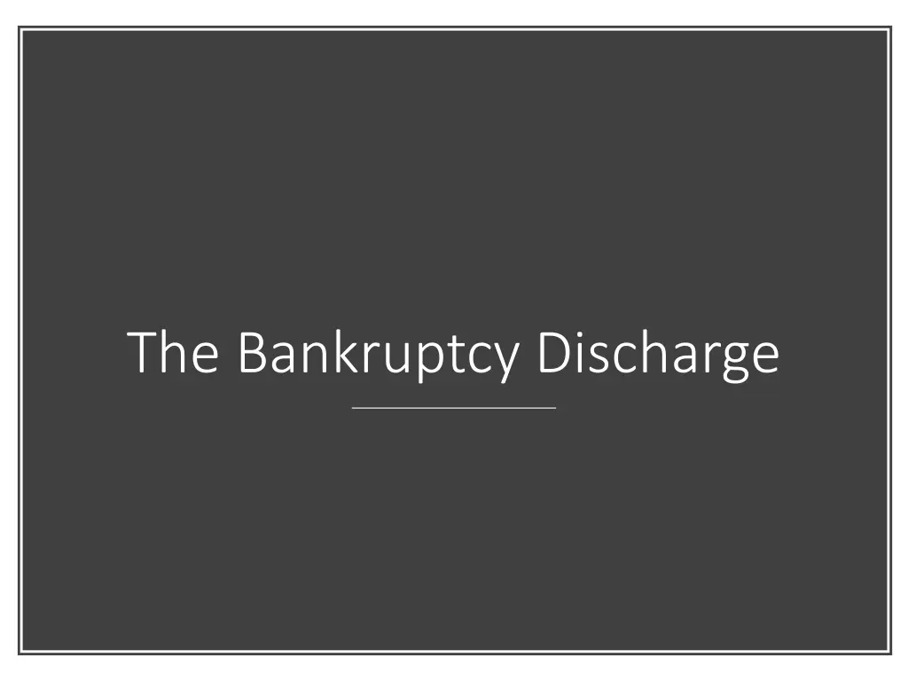 the bankruptcy discharge