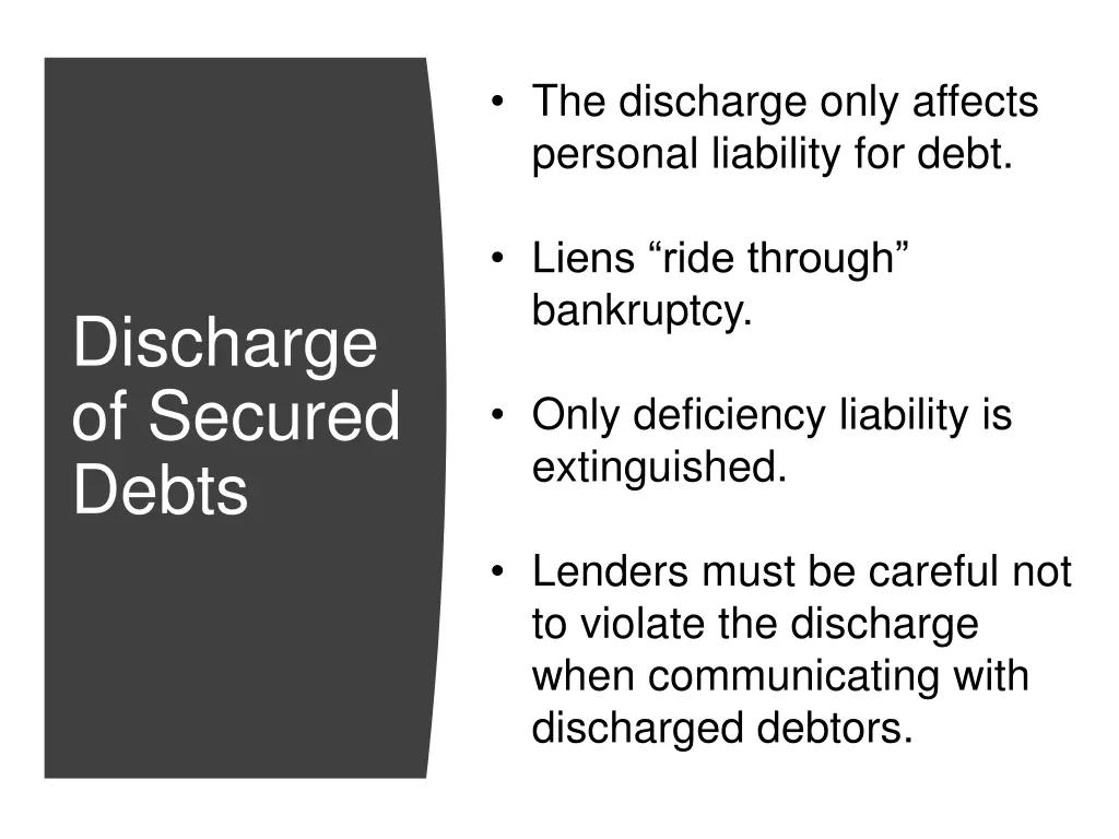 the discharge only affects personal liability