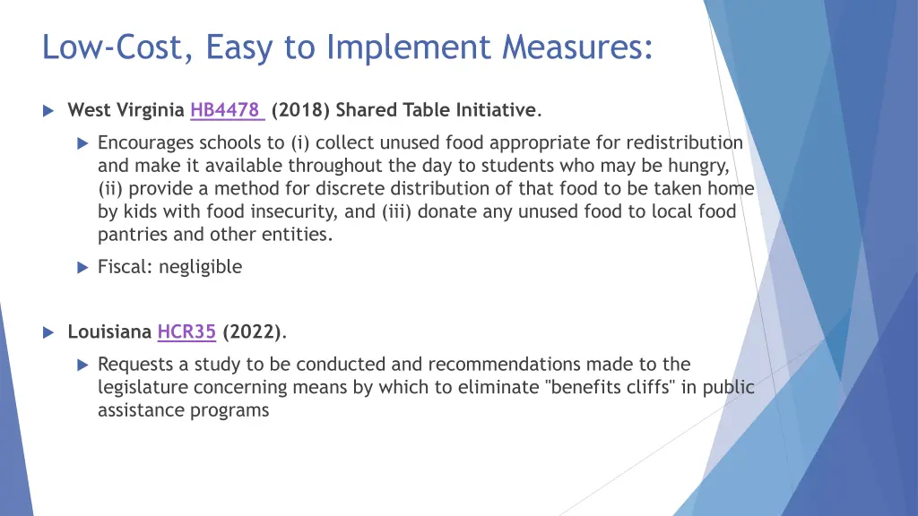 low cost easy to implement measures 1