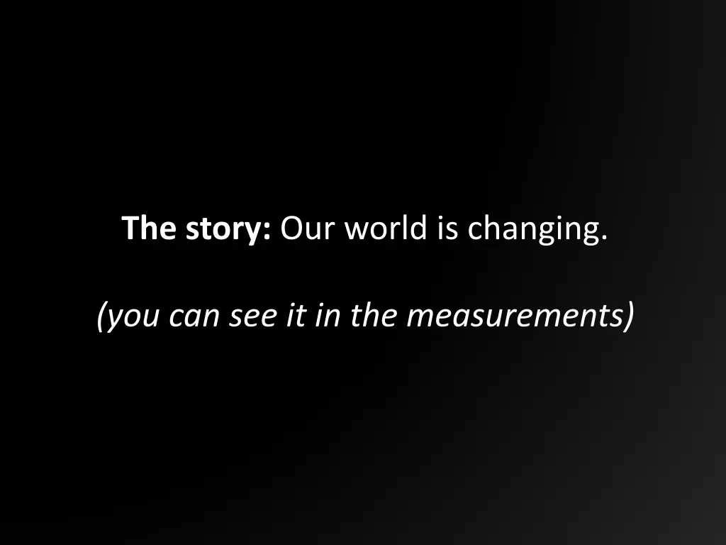 the story our world is changing