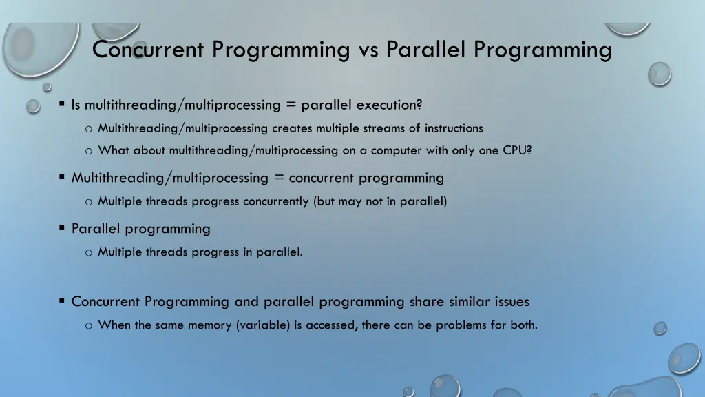 concurrent programming vs parallel programming