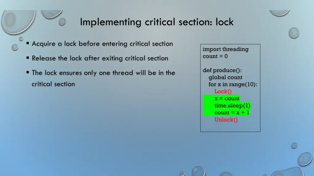 implementing critical section lock