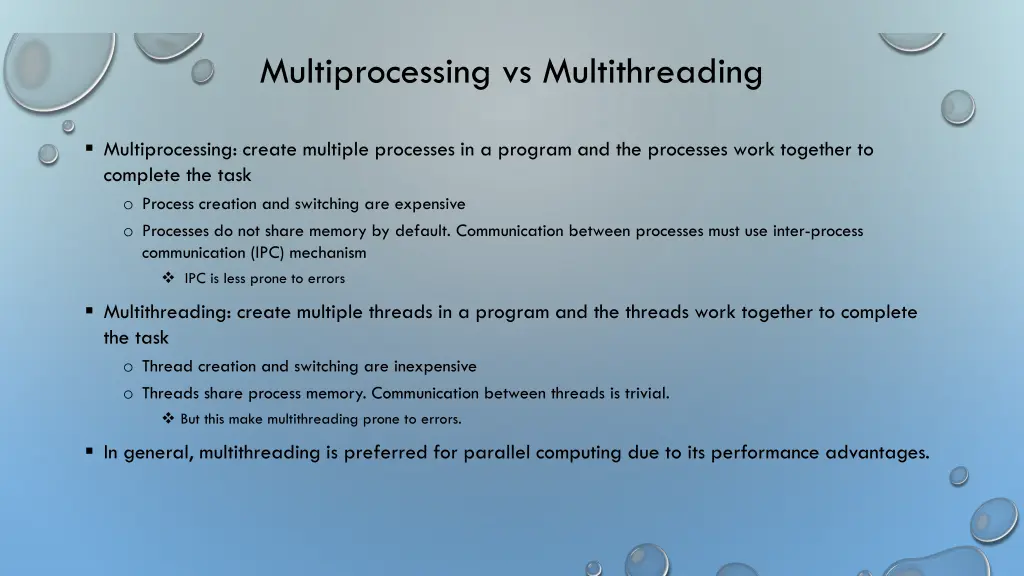 multiprocessing vs multithreading