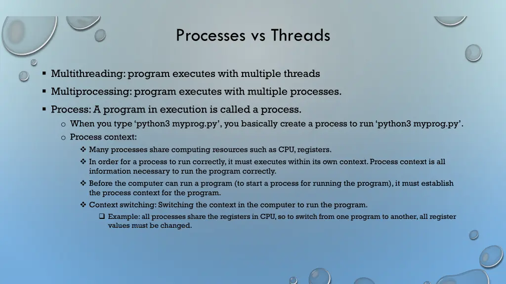 processes vs threads