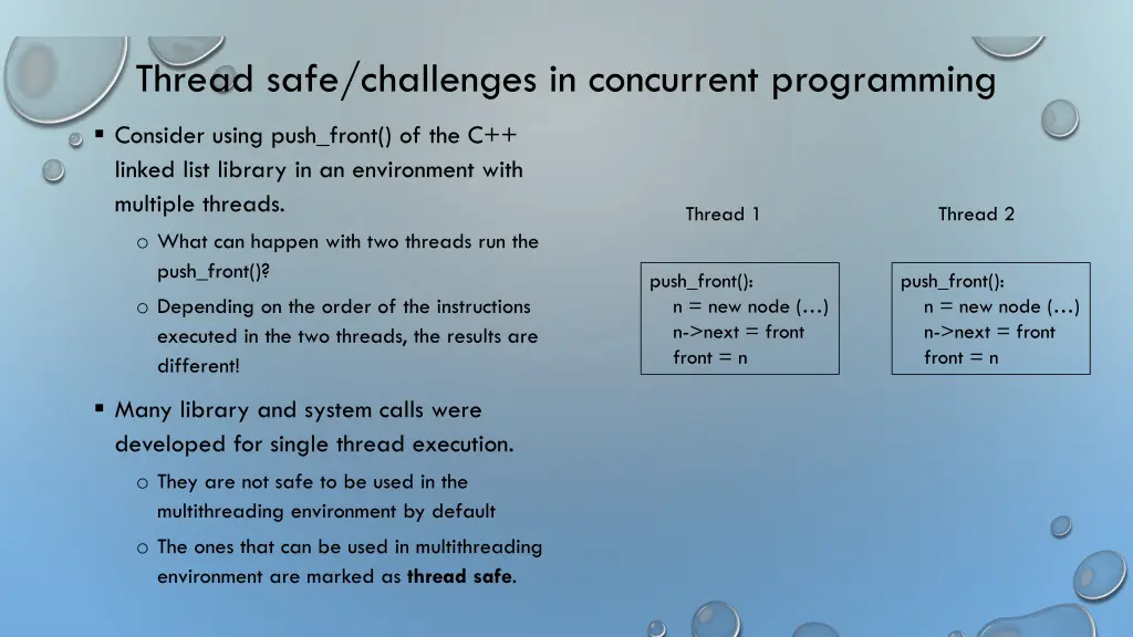 thread safe challenges in concurrent programming