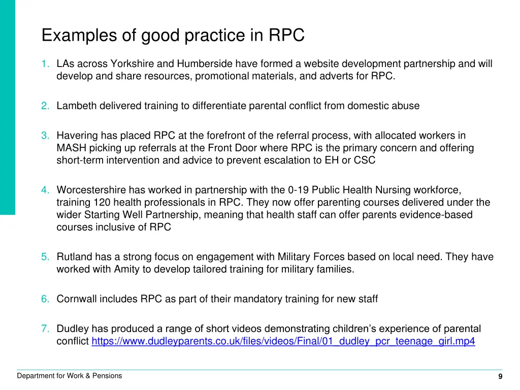 examples of good practice in rpc