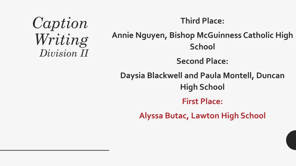 caption writing division ii