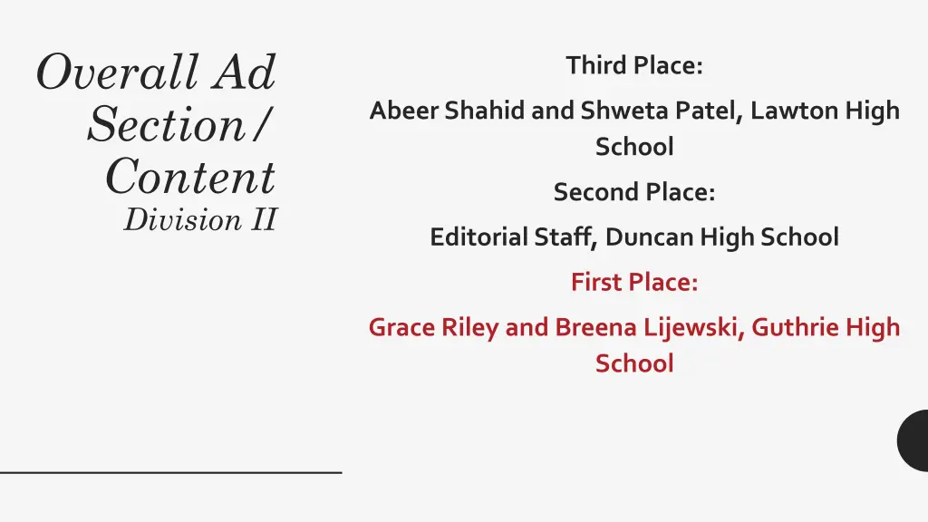 overall ad section content division ii