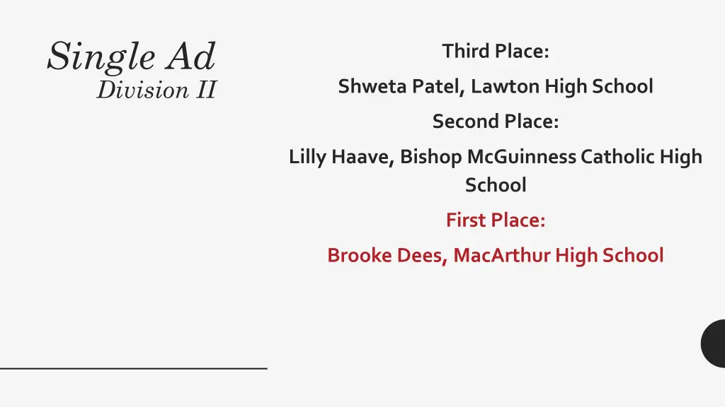 single ad division ii