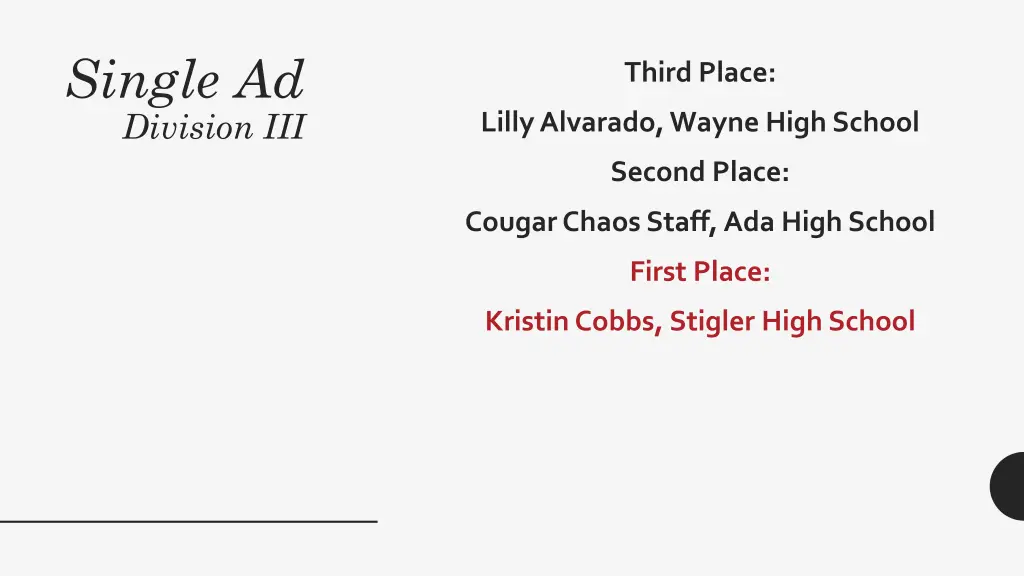 single ad division iii