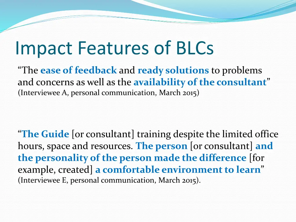 impact features of blcs