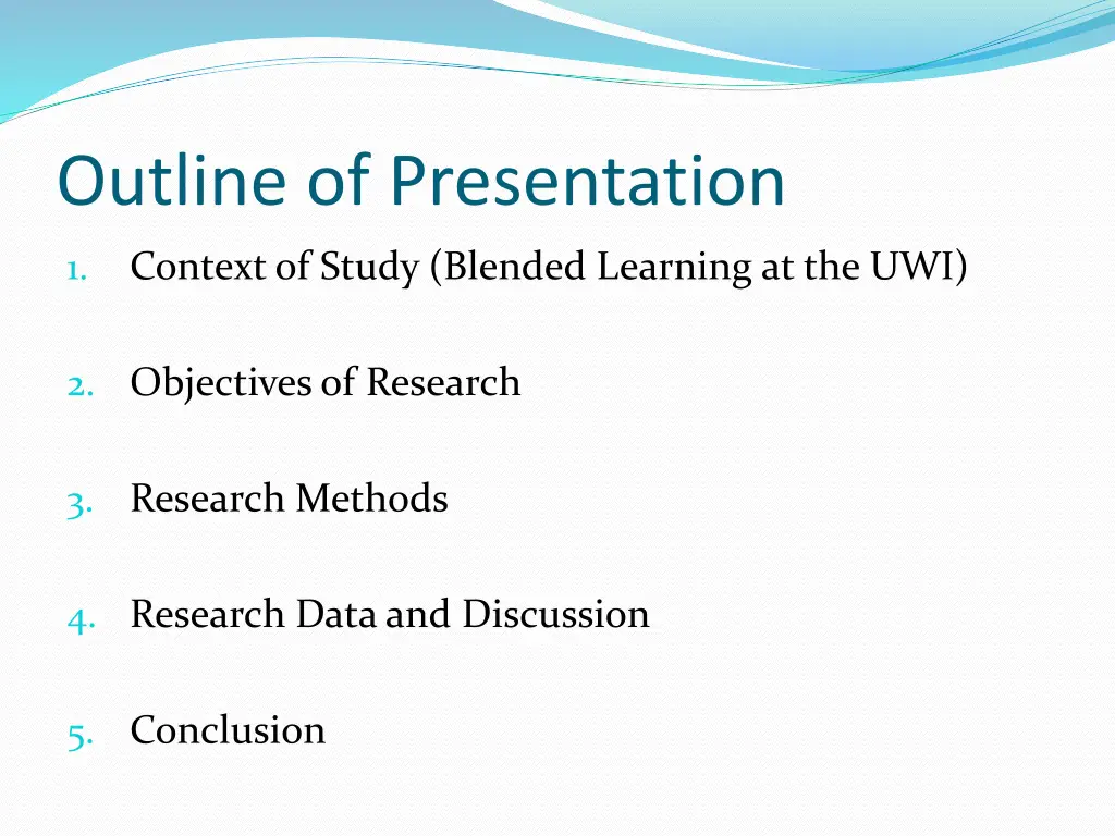 outline of presentation