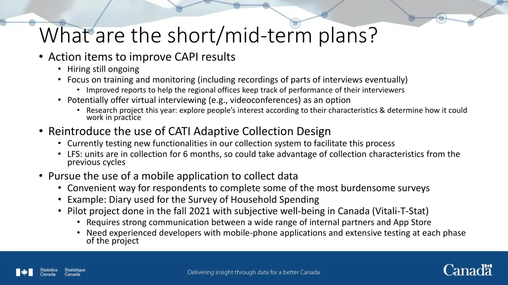 what are the short mid term plans action items