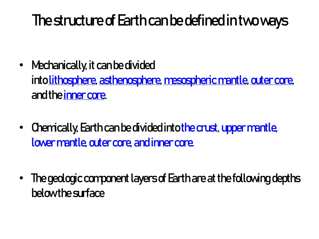the structure of e arth can be defined