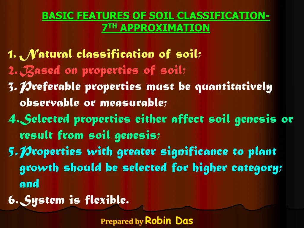 basic features of soil classification