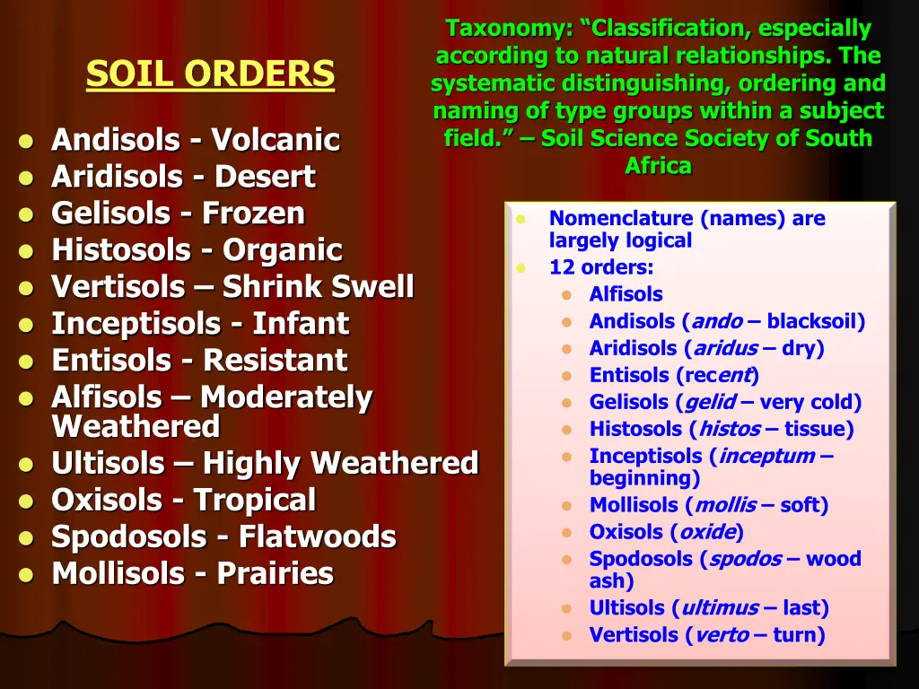 taxonomy classification especially according