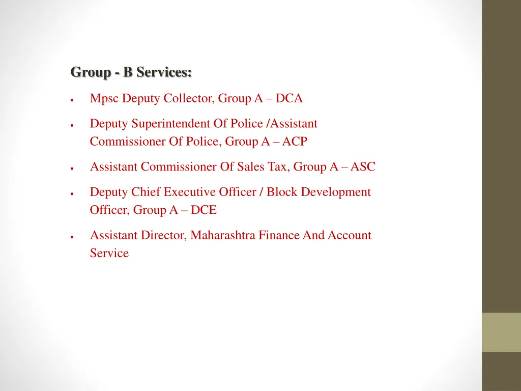 group b services