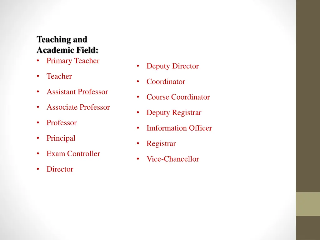 teaching and academic field primary teacher