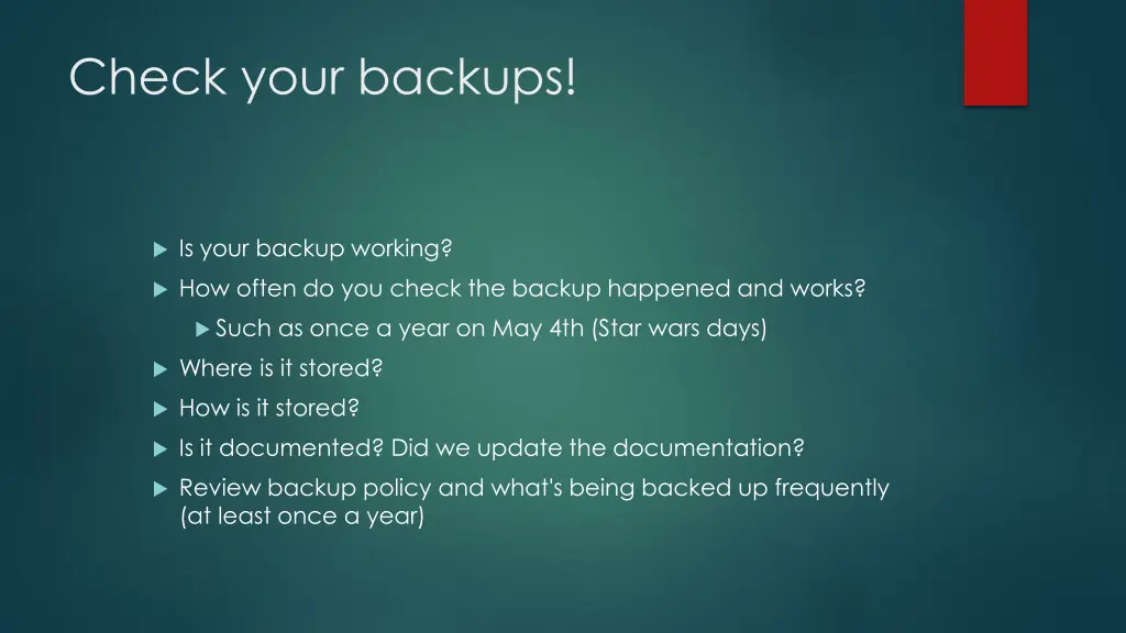 check your backups
