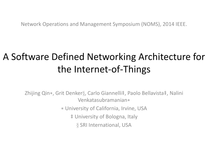 network operations and management symposium noms