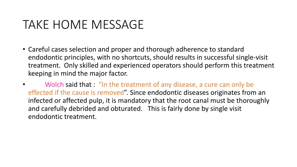 take home message