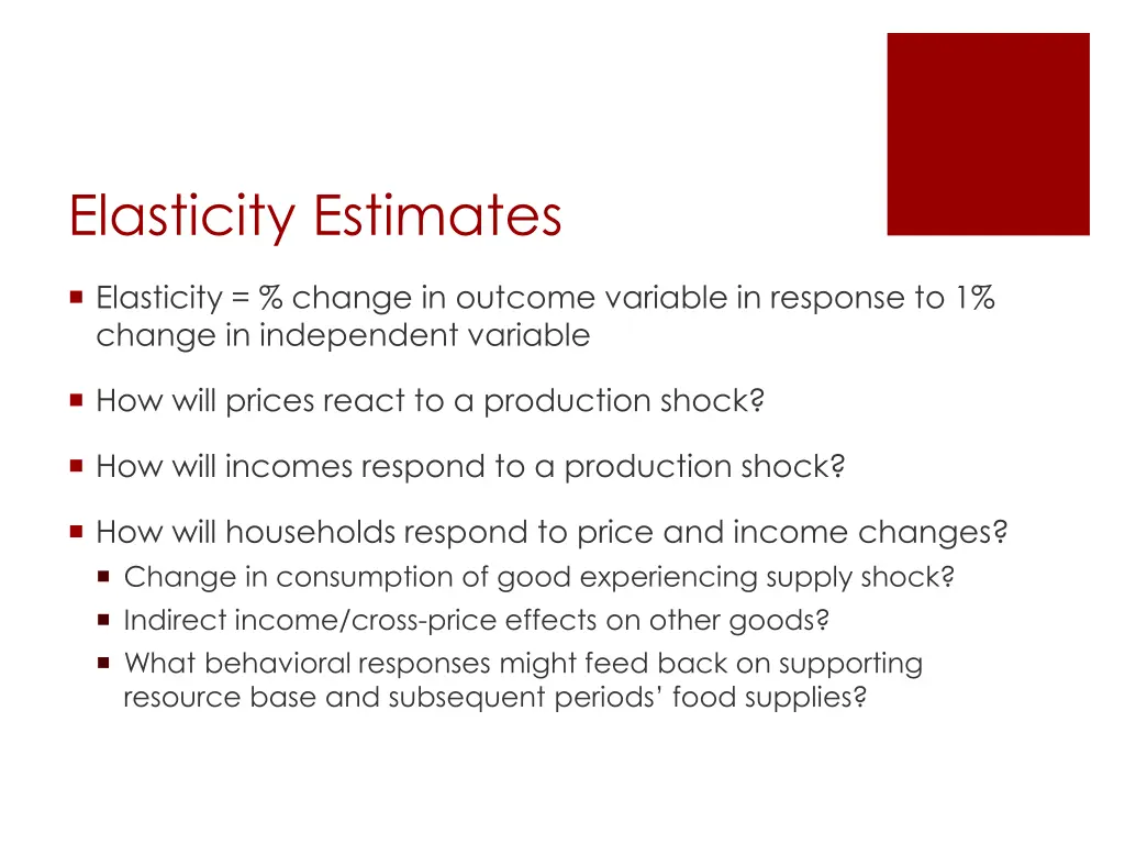 elasticity estimates