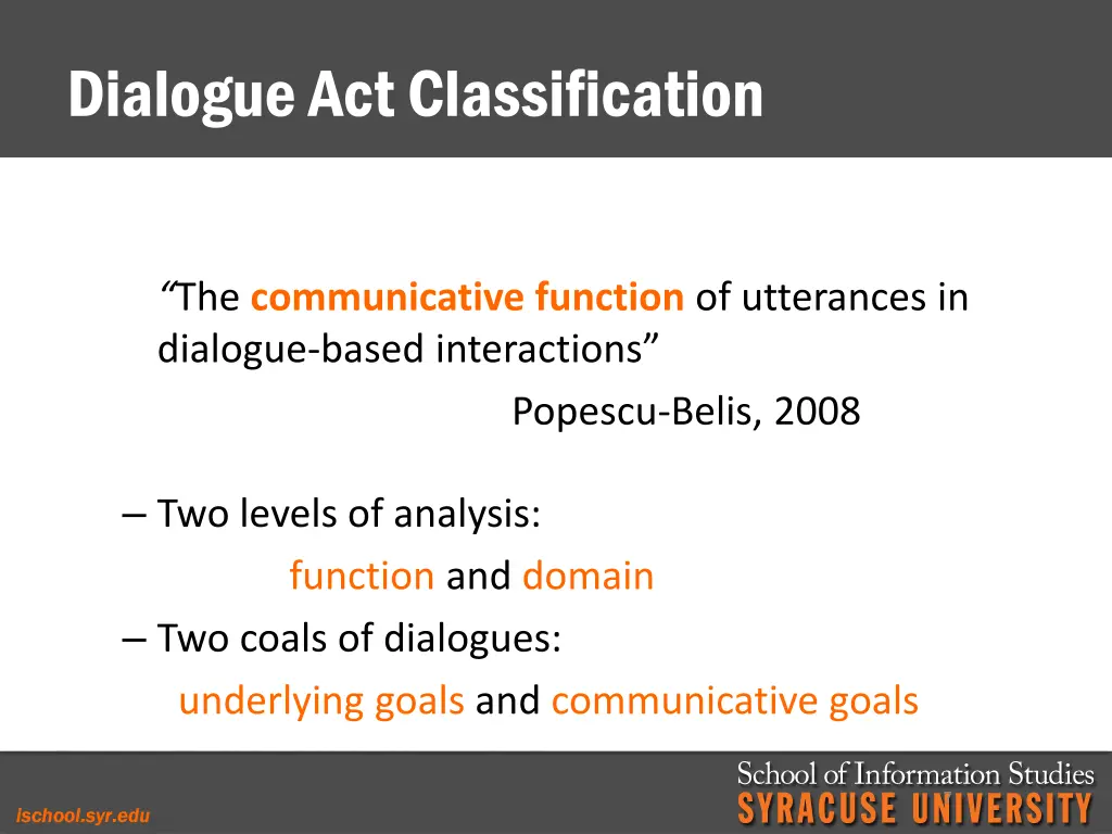 dialogue act classification