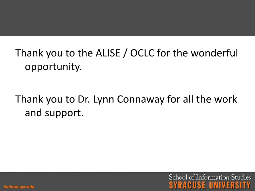 thank you to the alise oclc for the wonderful