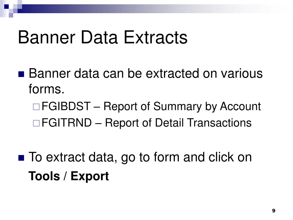 banner data extracts