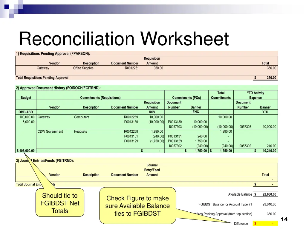reconciliation worksheet