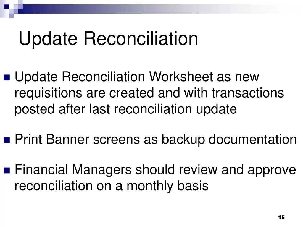 update reconciliation